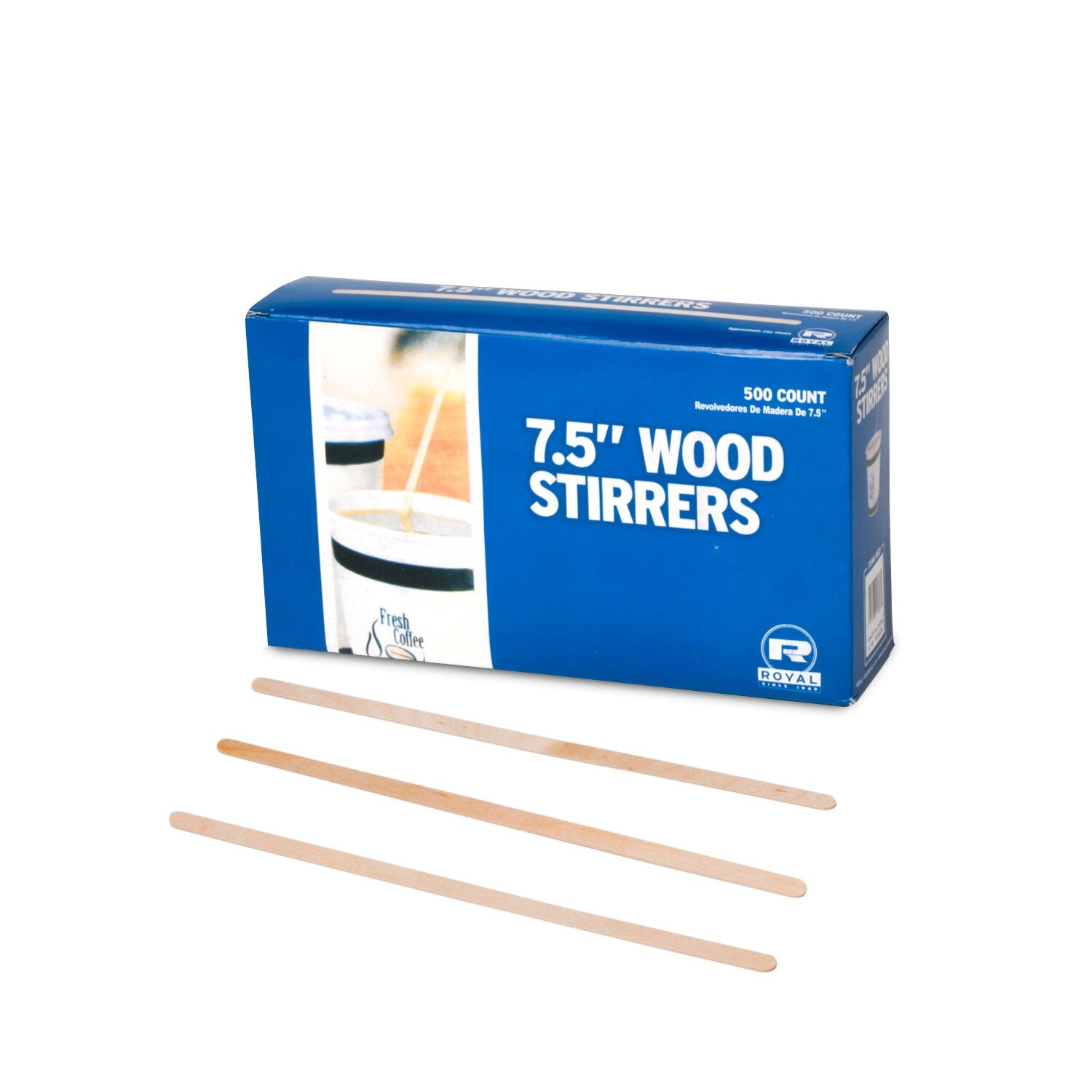 7 1/2" Wood Coffee Stirrers  10 Paclks Of 500 Per Case