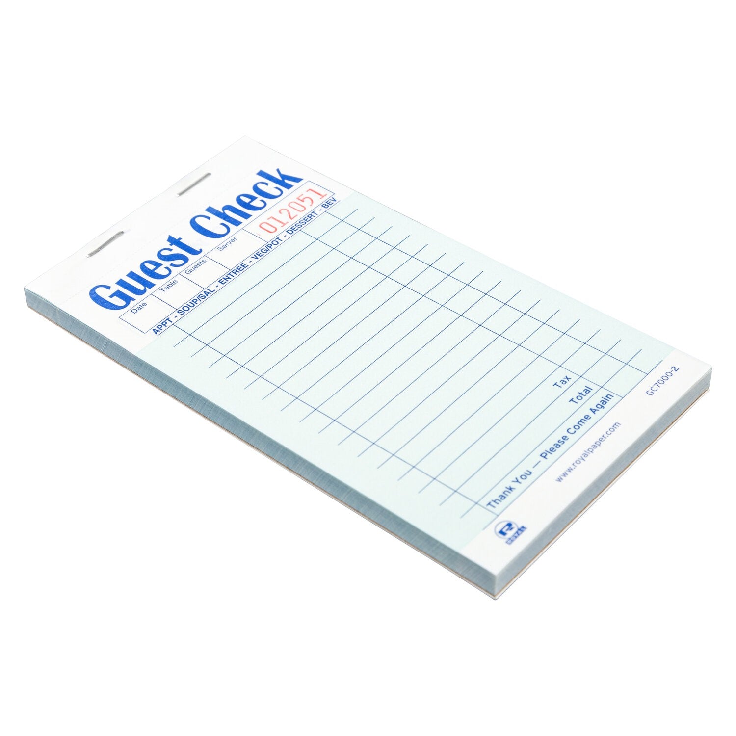 Guest Check Paper Carbonless 2 Part Booked Pkd 50/50        17 Lines - Green
