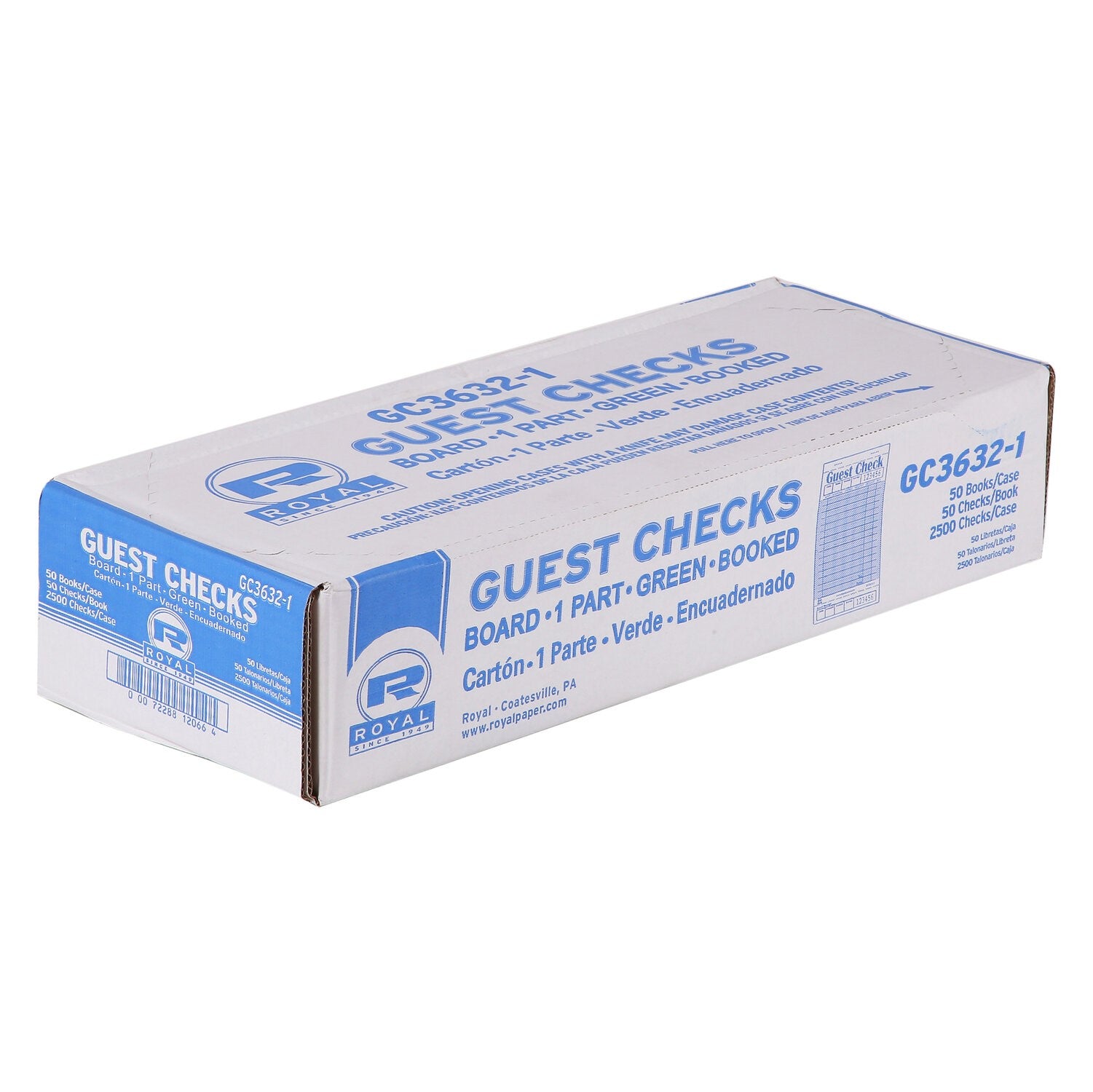 Guest Check Board 1 Part Booked Pkd 50/50               15 Lines - Green