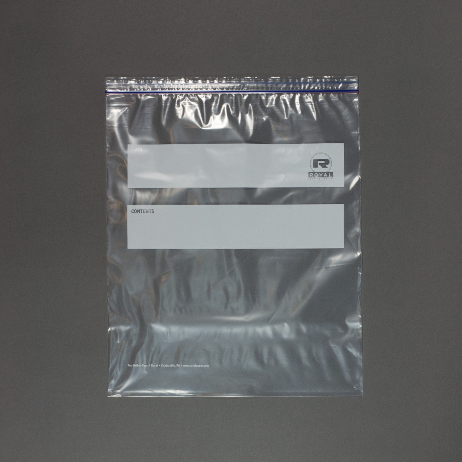 Double Zipper Two Gallon Bag 13" X 15.63" Packed In 100 Count Boxes.