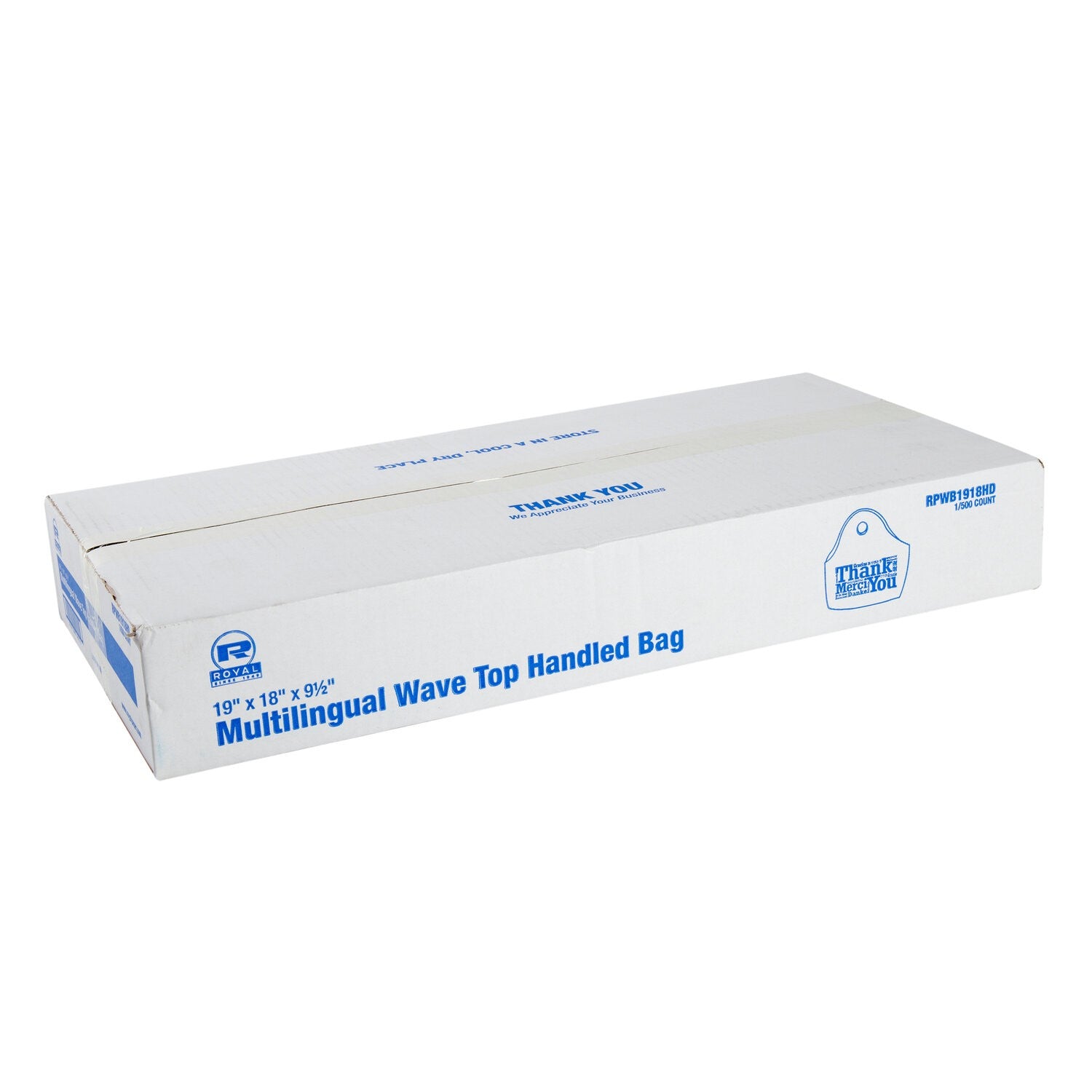 Multilingual Wave Top 19" X 18" X 9.5" Handled Bag 1 Mil