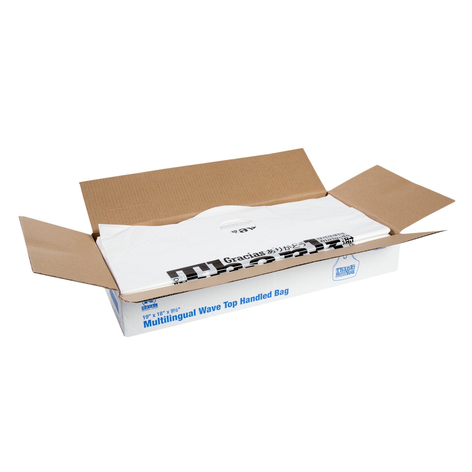 Multilingual Wave Top 19" X 18" X 9.5" Handled Bag 1 Mil
