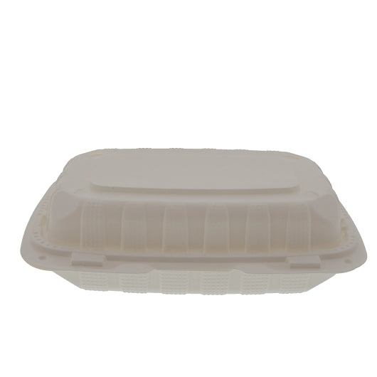 Amercare Mineral Filled Polypropylene White Container, Hinged Lid, 9X6x3, Vented, 150 Each