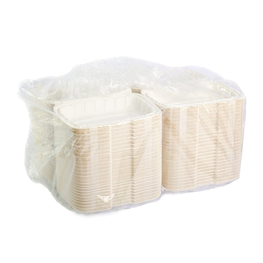 Amercare Mineral Filled Polypropylene White Container, Hinged Lid, 9X6x3, Vented, 150 Each