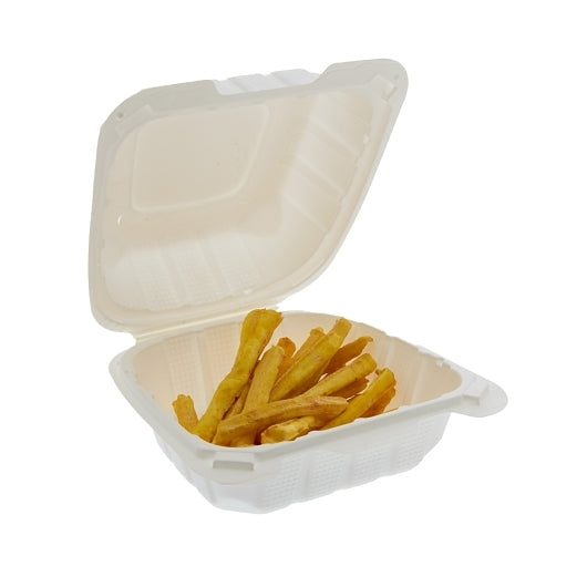 Amercare Mineral Filled Pp Container Hinged Lid  6X6X3  1 Comp  Lw  Vented White 300