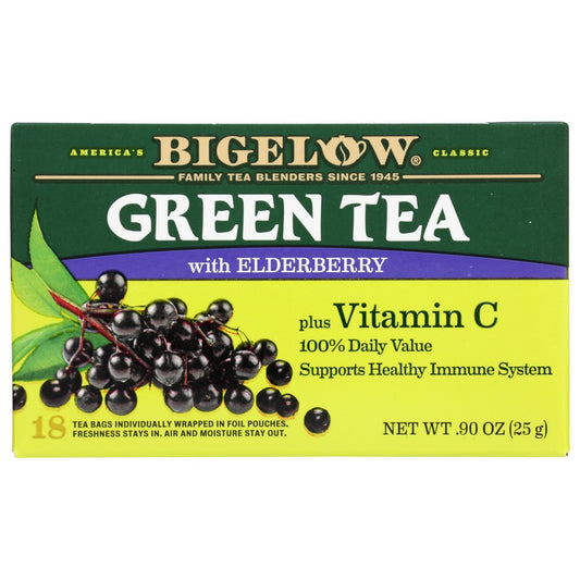 Bigelow® ,  Bigelow Green Tea With Elderberry Vitamin C, Tea Bags, 18 Ct 0.9 Ounce,  Case of 6