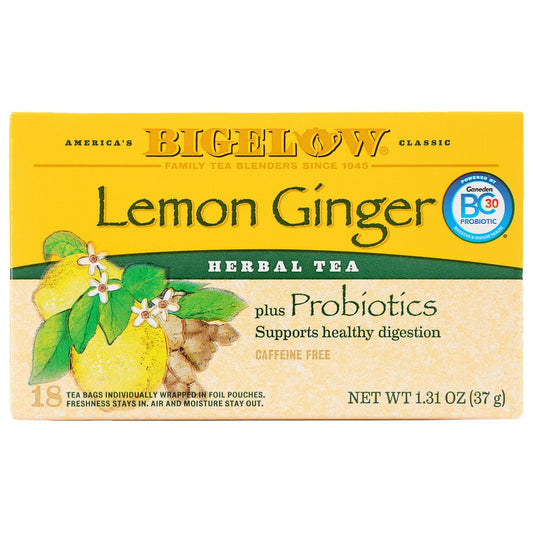 Bigelow® 01058, Bigelow Tea Premium Tea Classic, Lemon Ginger, 18 Tea Bags,  Case of 6