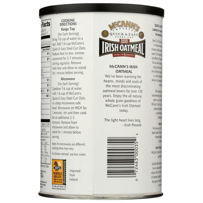 Mccann Oatmeal Qck&easy Steel Cnstr - 24 Ounce, Case of 12