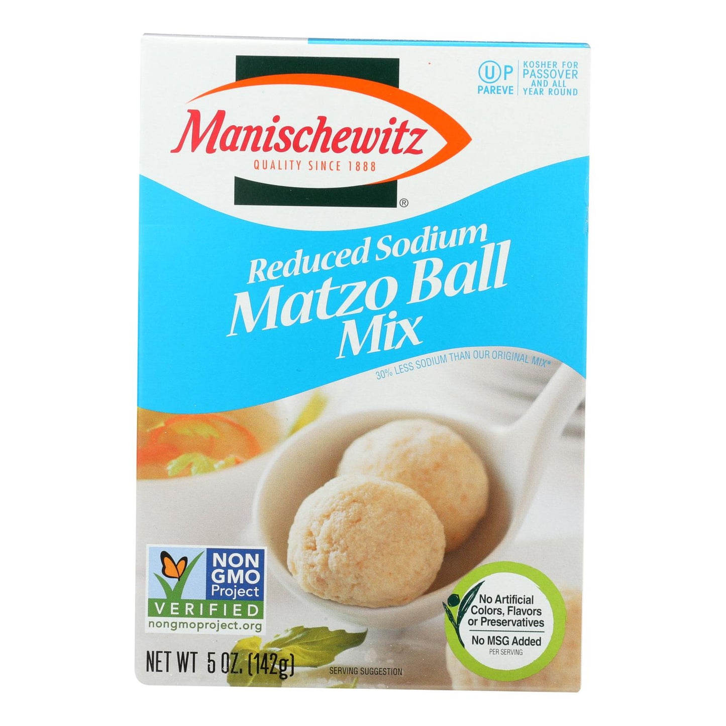 Manischewitz - Reduced Sodium Matzo Ball Mix - Case of 12 - 5 Ounce.