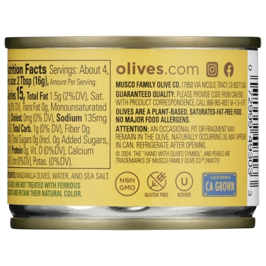 Musco Olives Sliced Black Ripe Olives 2.25 Ounce Size - 12 Per Case
