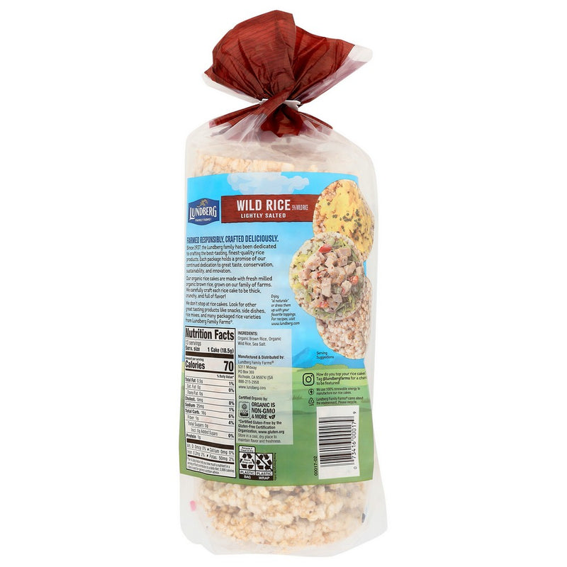 Lundberg Rice Cake Wild Rice Organic - 9 Ounce, Case of 6