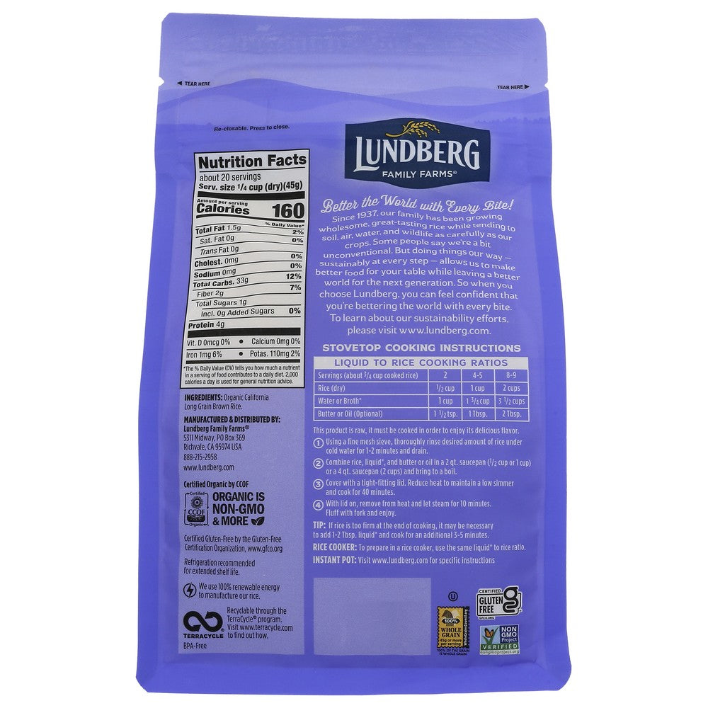 Lundberg Rice Brown Jasmine Organic - 32 Ounce,  Case of 6