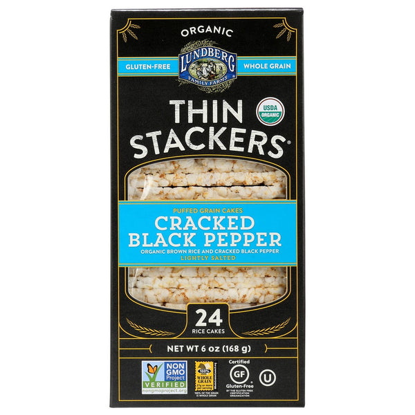 Lundberg Family Farms® ,  Organicanic Black Pepper Thin Stackers® 6 Ounce,  Case of 6
