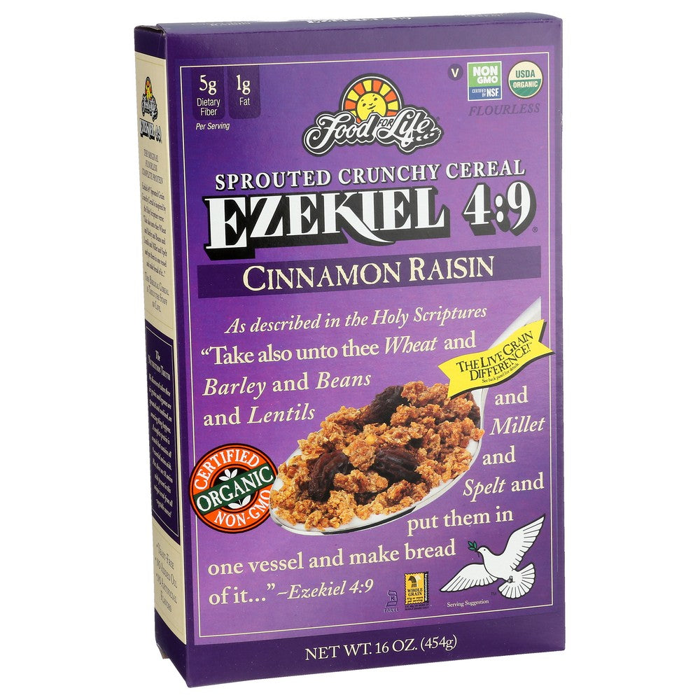 Food For Life® 257C6, Ezekiel 4:9® Sprouted Grain Cinnamonamon Raisin Cereal 16 Ounce,  Case of 6