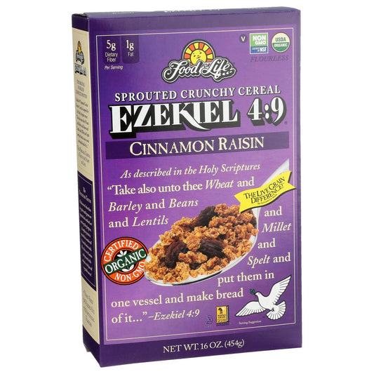 Food For Life® 257C6, Ezekiel 4:9® Sprouted Grain Cinnamonamon Raisin Cereal 16 Ounce,  Case of 6