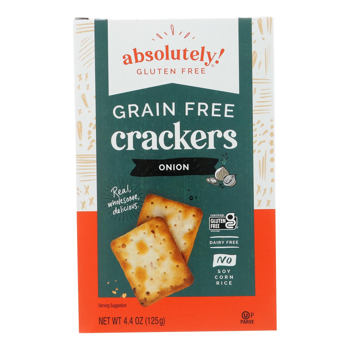 Absolutely Gluten Free - Crackers - Toasted Onion - Case of 12 - 4.4 Ounce.