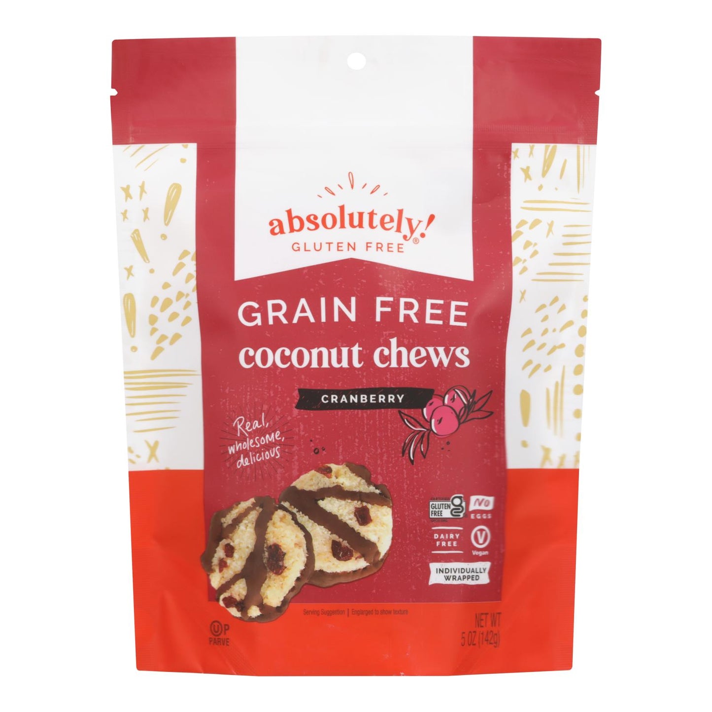 Absolutely Gluten Free Chews - Coconut - Cranberry - Gluten Free - Case of 12 - 5 Ounce