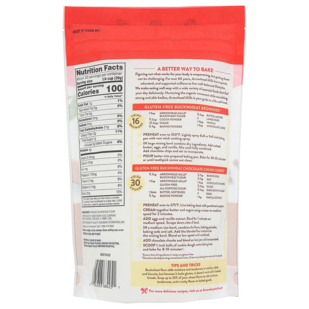 Arrowhead Mills Flour Buckwheat Organic - 22 Ounce,  Case of 6