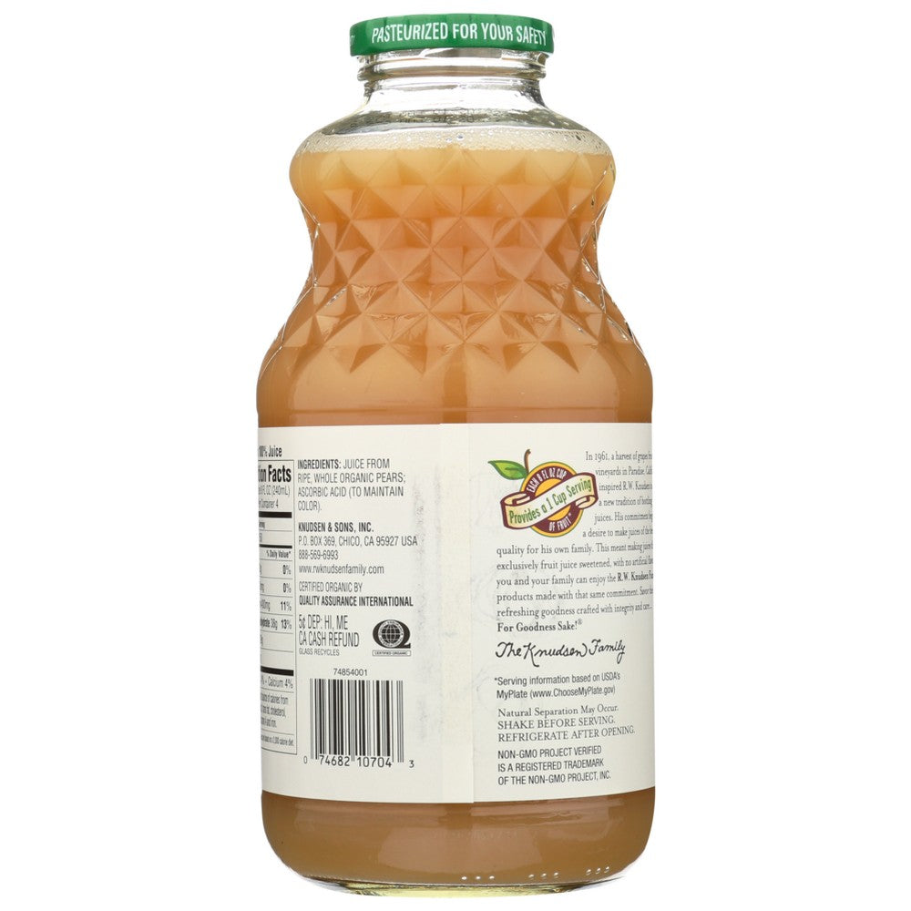 R.W. Knudsen Family® , R. W. Knudsen Organicanic Juice, Pear, 32 Fl. Oz. Bottle,  Case of 6