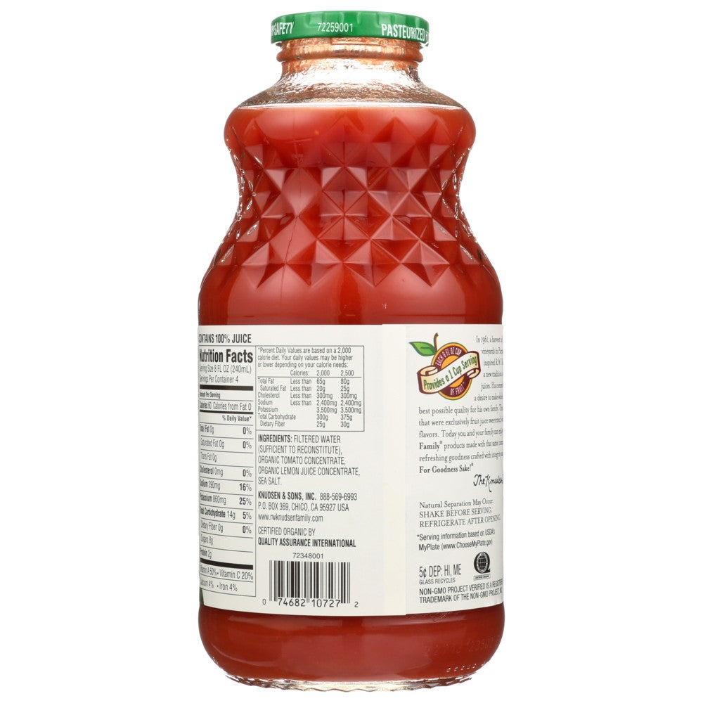 R.W. Knudsen Family® 10028, Rw Knudsen Juice, Organicanic Tomato, 32 Fl. Oz. ,  Case of 6