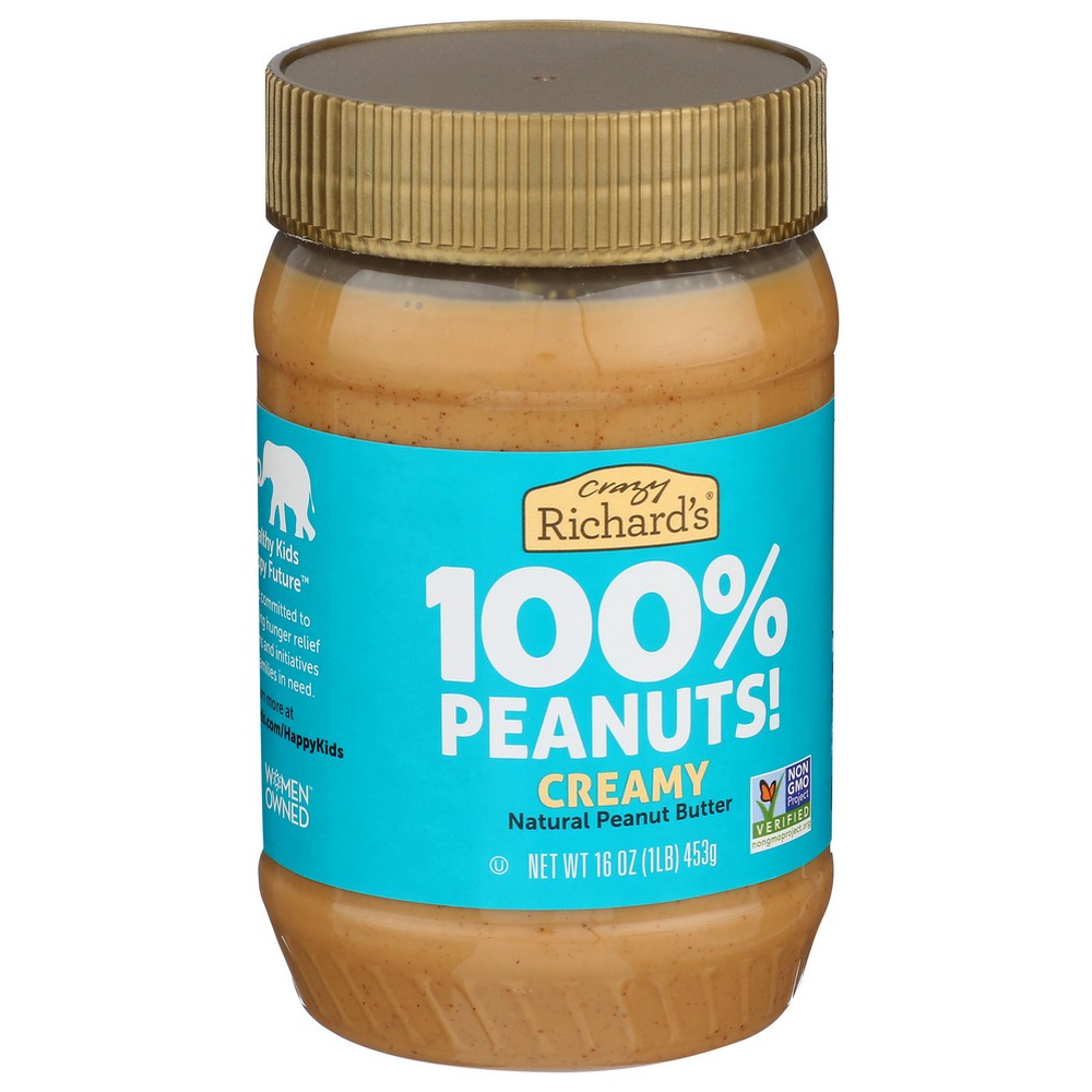 Crazy Richard's® 61063, Creamy Peanut Butter 100% Natural Peanut Butter 16 Ounce,  Case of 6