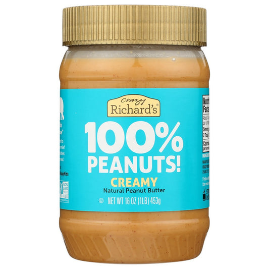 Crazy Richard's® 61063, Creamy Peanut Butter 100% Natural Peanut Butter 16 Ounce,  Case of 6