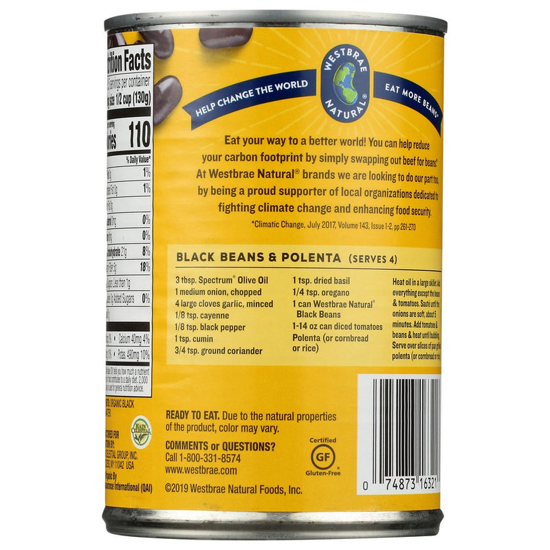 Westbrae Bean Black Ff Organic - 15 Ounce, Case of 12