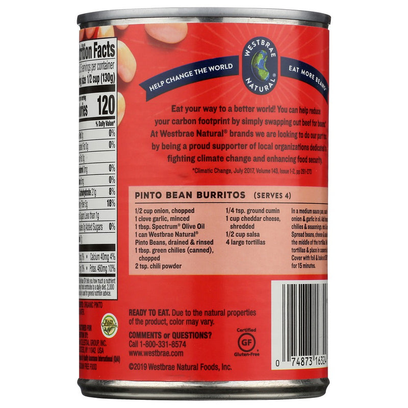 Westbrae Bean Pinto Ff Organic - 15 Ounce, Case of 12