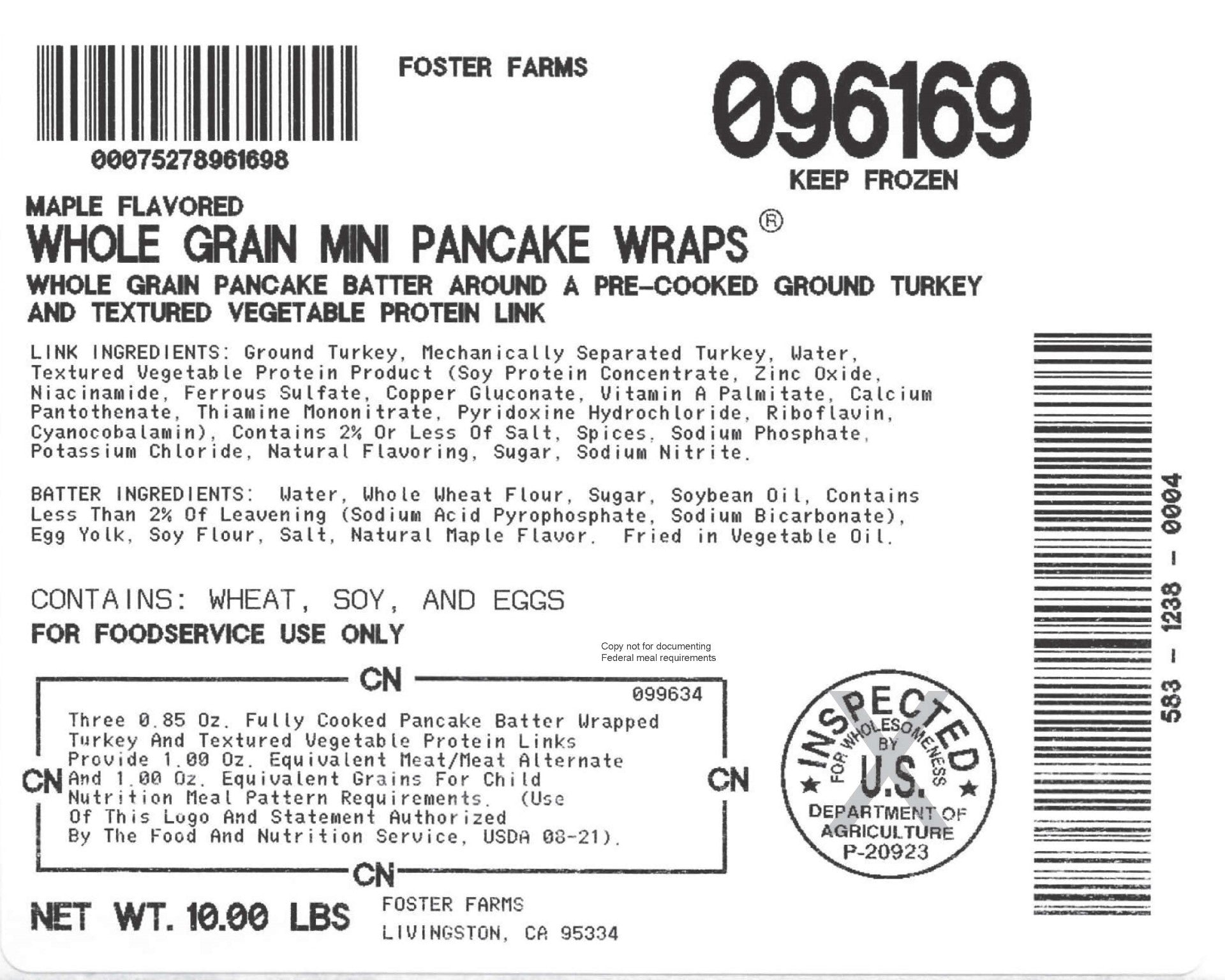 Whole Grain Mini Maple Pancake Wraps Bags 5.1 Pound Each - 4 Per Case