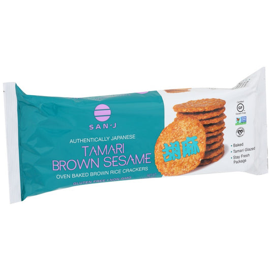 San J Cracker Brown Rce Sesame - 4 Ounce,  Case of 12