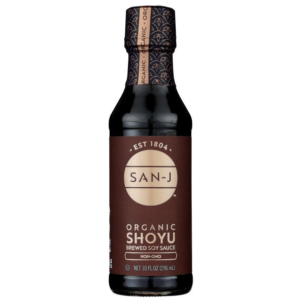 San J Sauce Shoyu Organic - 10 Ounce, Case of 6