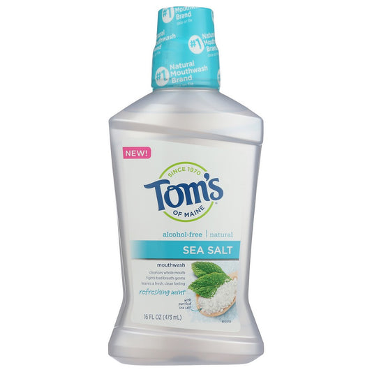 Tom's Of Maine® Us05684A,  Sea Salt Fluoride-Free Mouthwash, Refreshing Mint 16 Fluid Ounce,  Case of 3