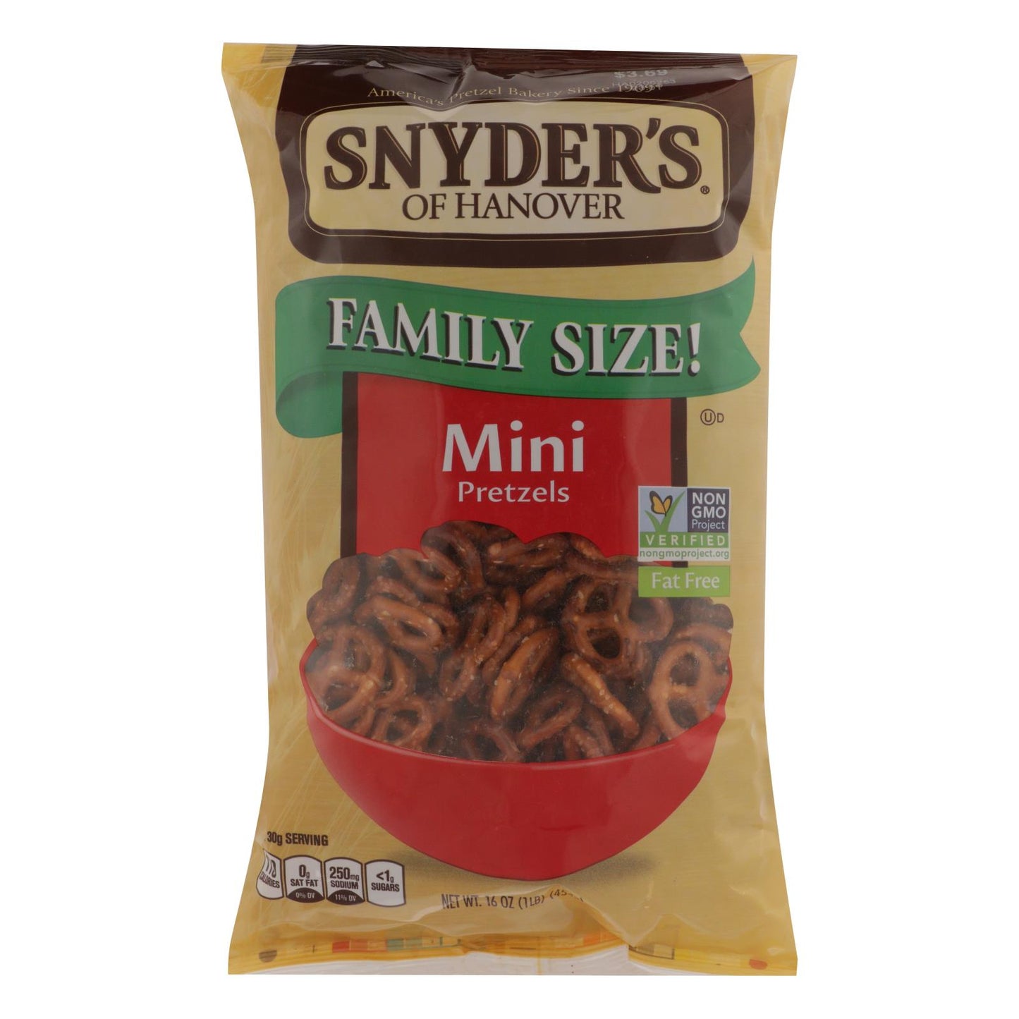 Snyder's Of Hanover - Pretzels Mini Fam Size - Case of 12 - 16 Ounce