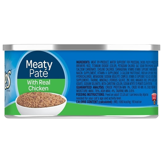 9 Lives Meaty Pate Chicken Dinner Cat Food Singles 5.5 Ounce Size - 24 Per Case