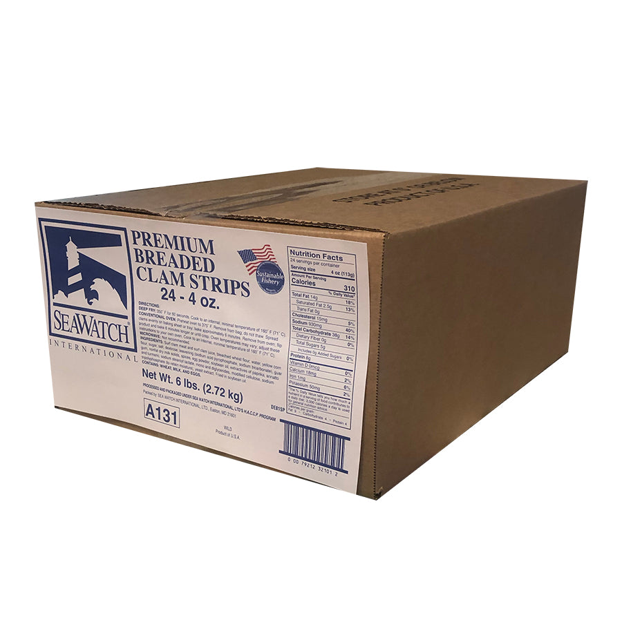 Clam Strips Frozen Prefried 4 Ounce Size - 24 Per Case