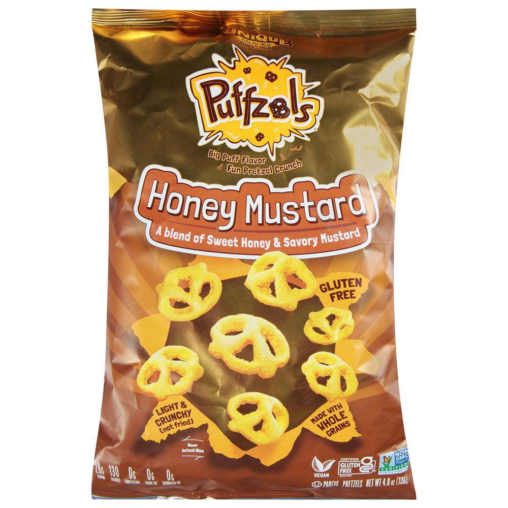 Unique Pretzels - Puffzels Honey Mustard - Case of 6-4.8 OZ