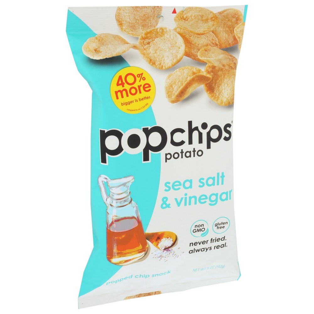 Popchips® F-Ar-50050, Popchips Sea Salt & Vinegar Potato Chips, 5 Oz. Bag,  Case of 12