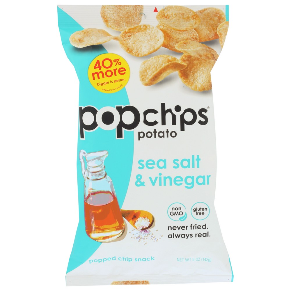 Popchips® F-Ar-50050, Popchips Sea Salt & Vinegar Potato Chips, 5 Oz. Bag,  Case of 12