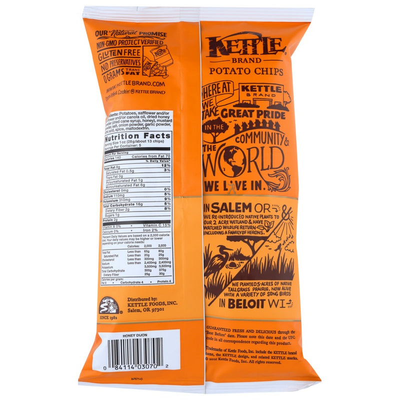 Kettle Foods Chip Potato Honey Dijon - 5 Ounce, Case of 15