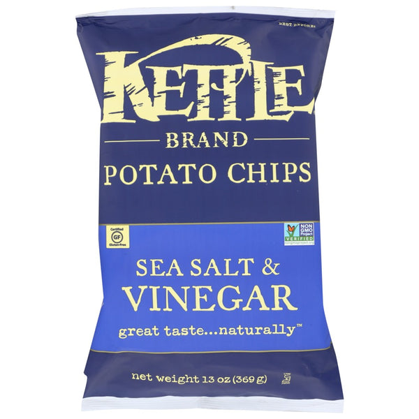 Kettle Foods Chip Potato Seasalt & Vingr - 13 Ounce, Case of 9