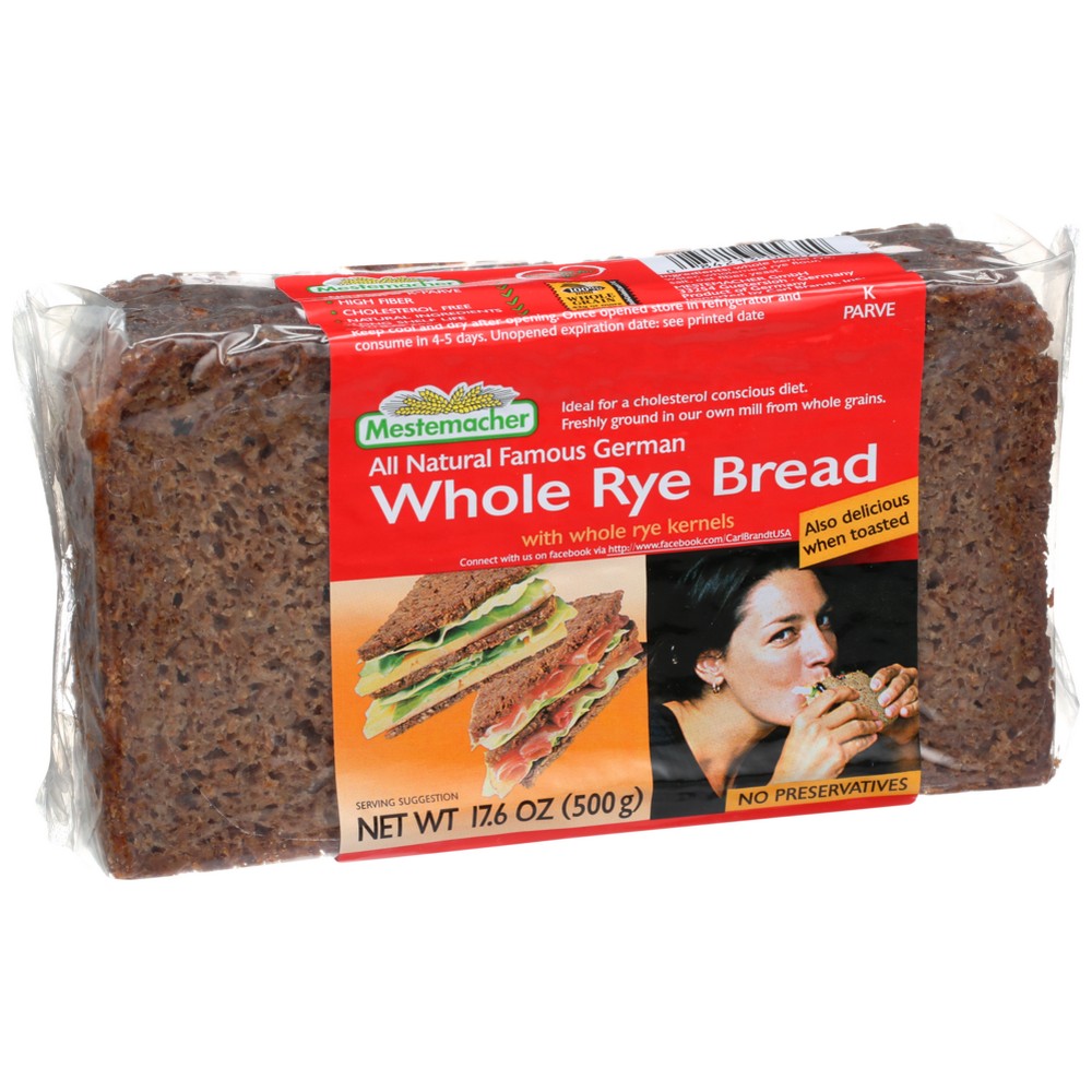 Mestemacher , Mestemacher Ready To Eat Famous German Whole Rye Bread With Whole Rye Kernels, 17.6 Oz.,  Case of 12