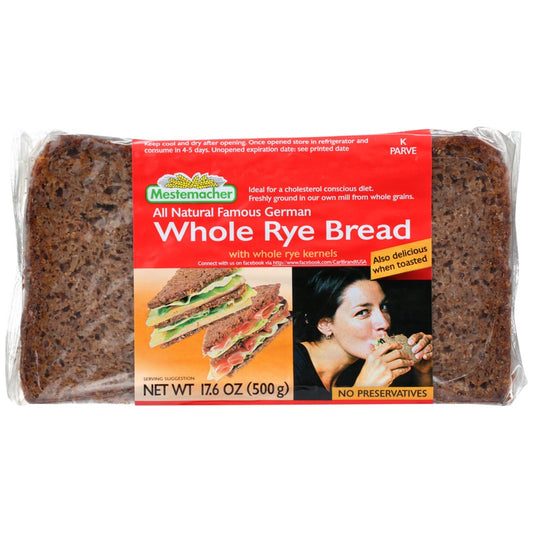 Mestemacher , Mestemacher Ready To Eat Famous German Whole Rye Bread With Whole Rye Kernels, 17.6 Oz.,  Case of 12