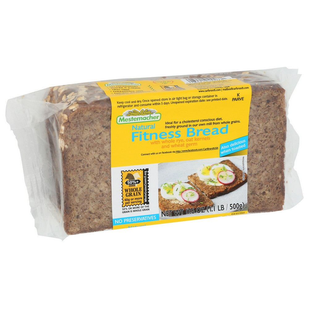 Mestemacher 00078, Mestemacher Ready To Eat Fitness Bread With Whole Rye And Oat Kernels And Wheat Germ, 17.6 Oz.,  Case of 12