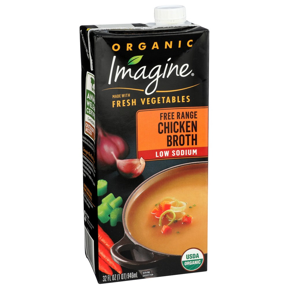 Imagine M96001, Imagine Foods Broth, Chicken Low Sodium Organicanic, 32 Fl. Oz.,  Case of 6