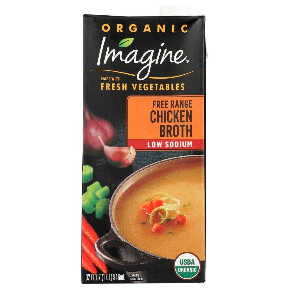 Imagine M96001, Imagine Foods Broth, Chicken Low Sodium Organicanic, 32 Fl. Oz.,  Case of 6