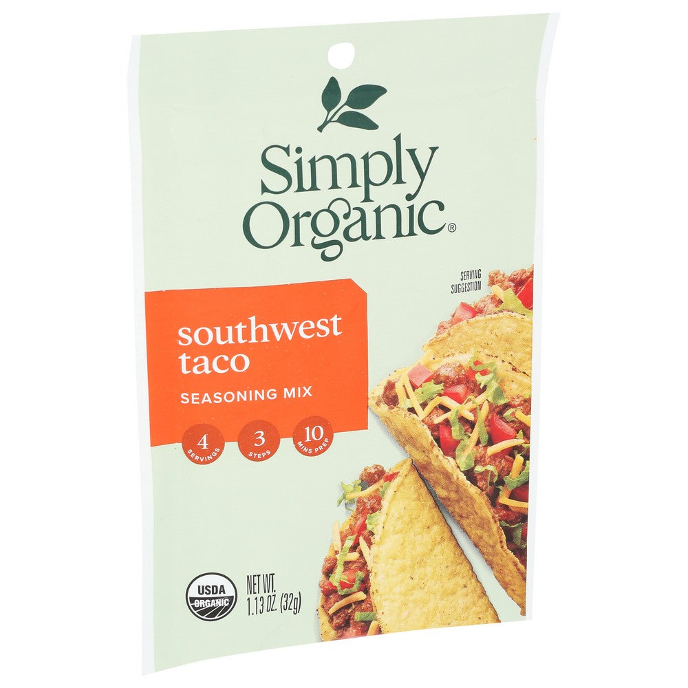 Simply Organicanic® 18533, Simply Organicanic Seasoning Mix, Southwest Taco, 1.13 Oz.,  Case of 12