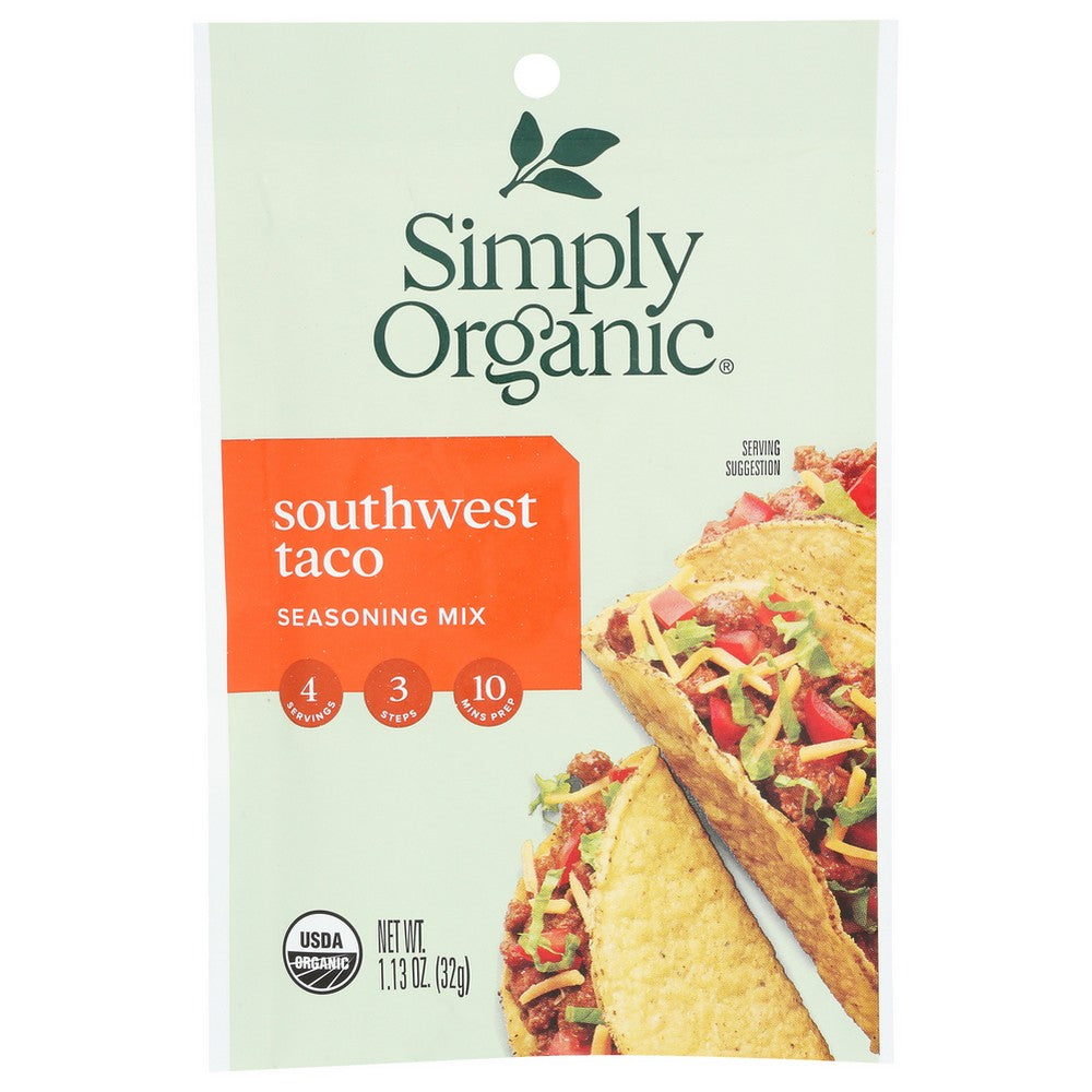 Simply Organicanic® 18533, Simply Organicanic Seasoning Mix, Southwest Taco, 1.13 Oz.,  Case of 12