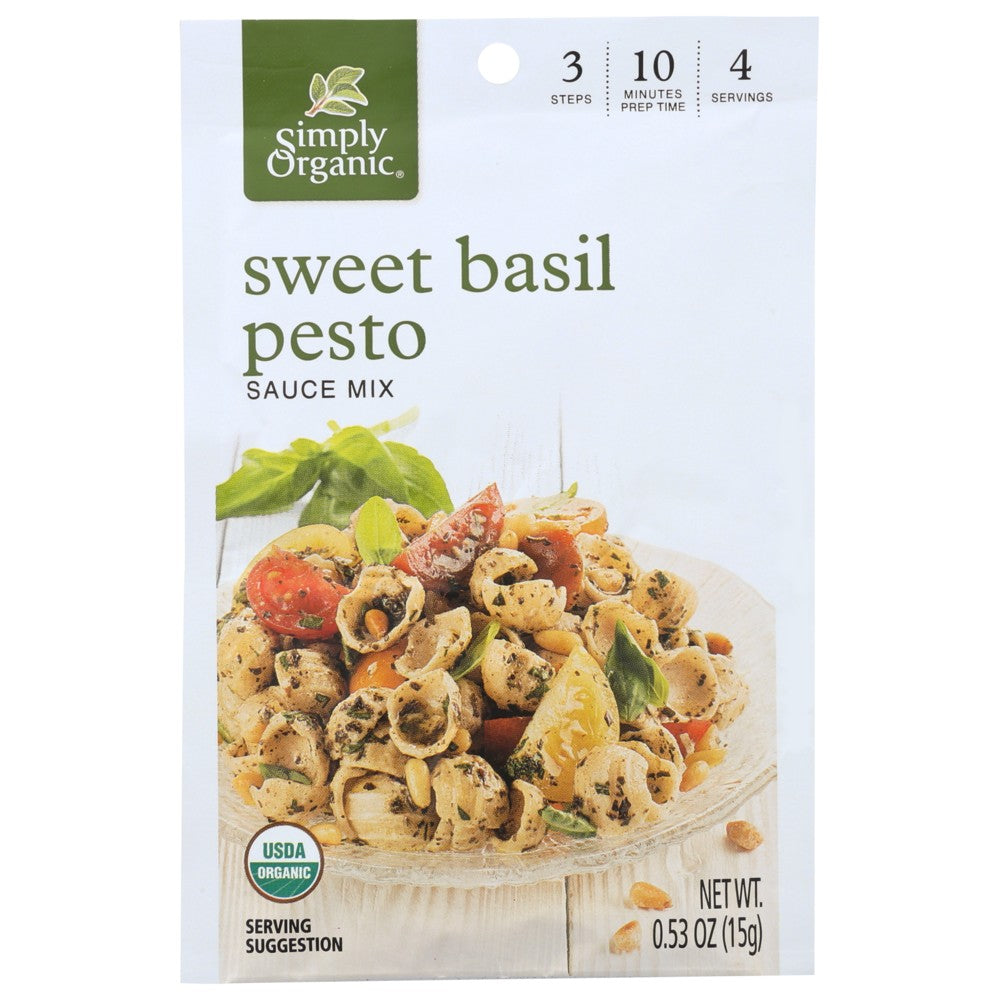 Simply Organicanic 18542, Simply Organicanic Seasoning Mix, Sweet Basil Pesto, 0.53 Oz.,  Case of 12