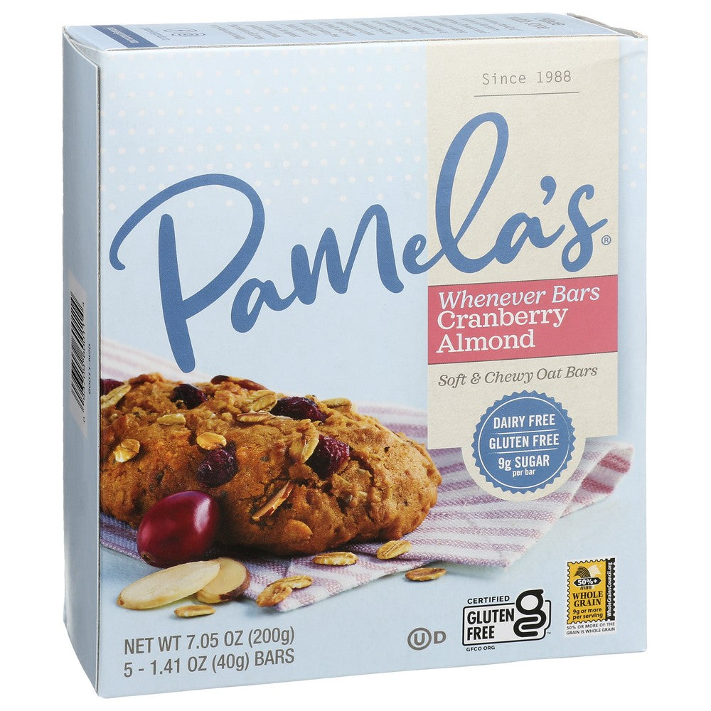 Pamela's® 60011, Oat Cranberry Almond Whenever Bars Cranberry Almond 7.05 Ounce,  Case of 6