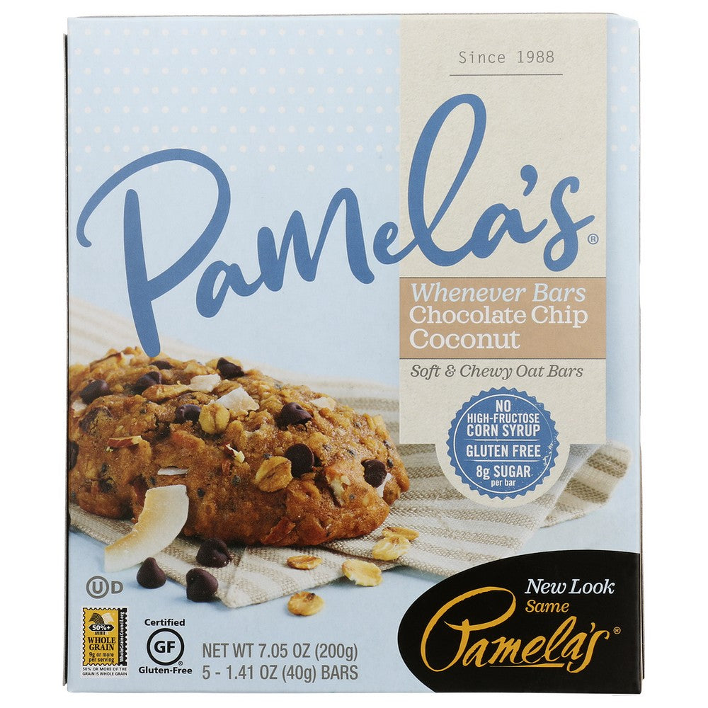 Pamela's® 60044, Oat Coconut Whenever Bars Chocolate Chip Coconut 7.05 Ounce,  Case of 6